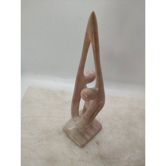 8" Carved Stone 2 Dancing Figures Kenya Ten Thousand Villages Sculpture - Picture 5 of 12